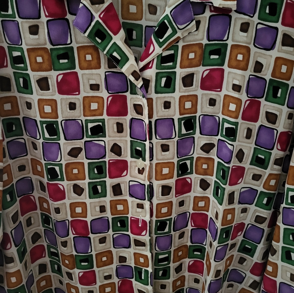 Alfred Dunner Geometric Pattern Button Down Shirt… - image 3